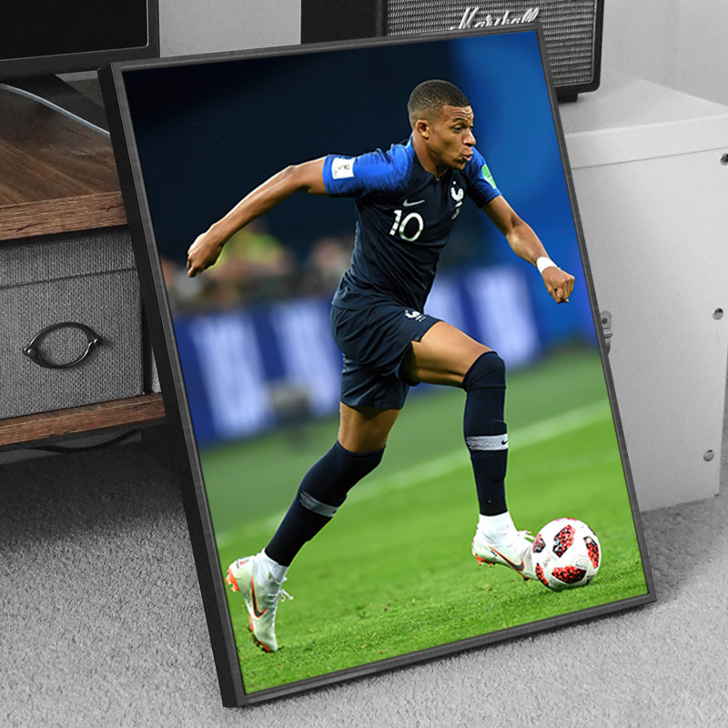 姆巴佩装饰画客厅沙发背景墙画卧室壁画世界杯法国队足球海报挂画