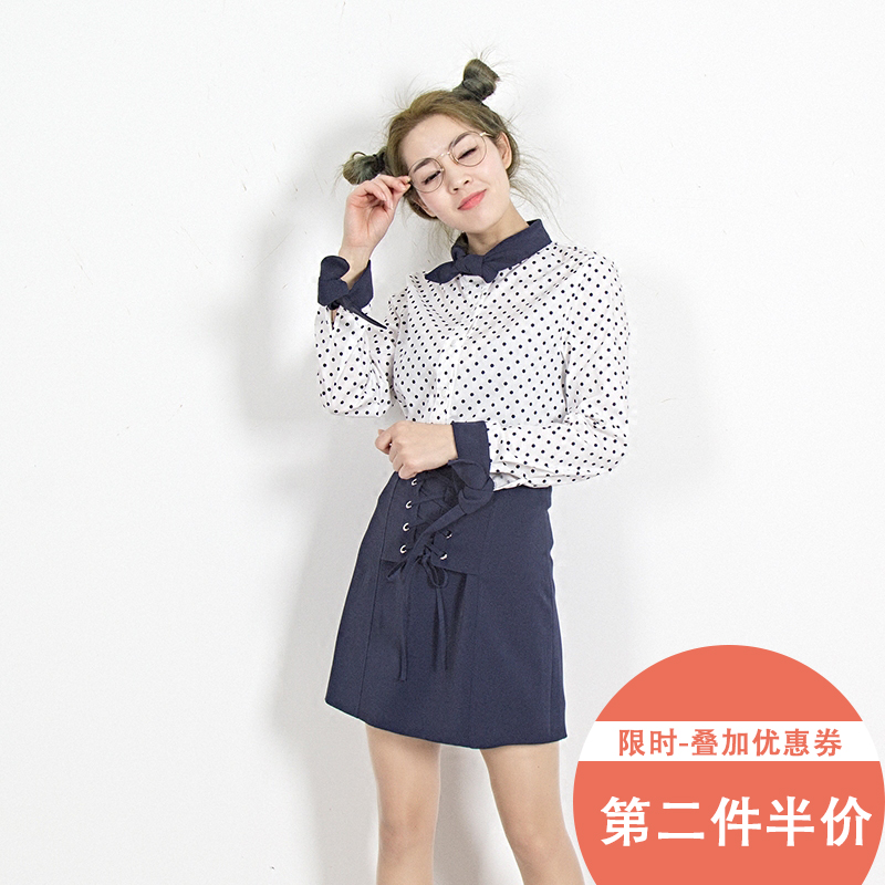 【第二件半价】半身裙套装女 2018春季淑女蝴蝶结 chic短裙两件套
