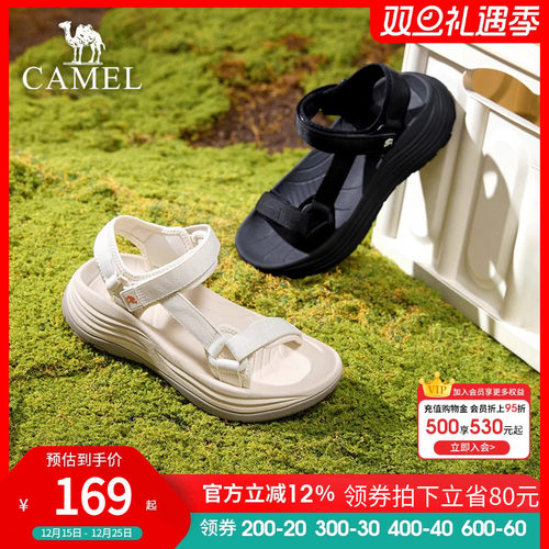 骆驼女鞋2025夏季新款增高沙滩鞋复古休闲运动户外休闲鞋凉鞋女