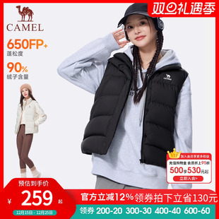 骆驼运动三防羽绒马甲女秋冬季 保暖防泼水羽绒服休闲背心外套 新款