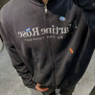 Martine rose25ss水洗字母印花彩色贴纸长袖男女同款休闲宽松卫衣