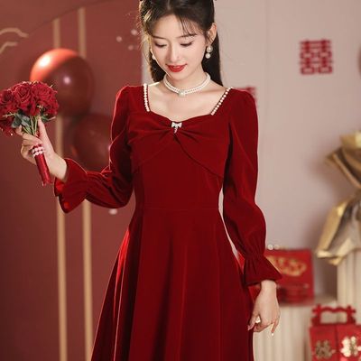 新娘敬酒服长袖结婚订婚宴会礼服