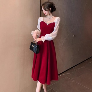 新款 新娘结婚订婚敬酒服高级感气质宴会年会名媛晚礼服裙 回门便装