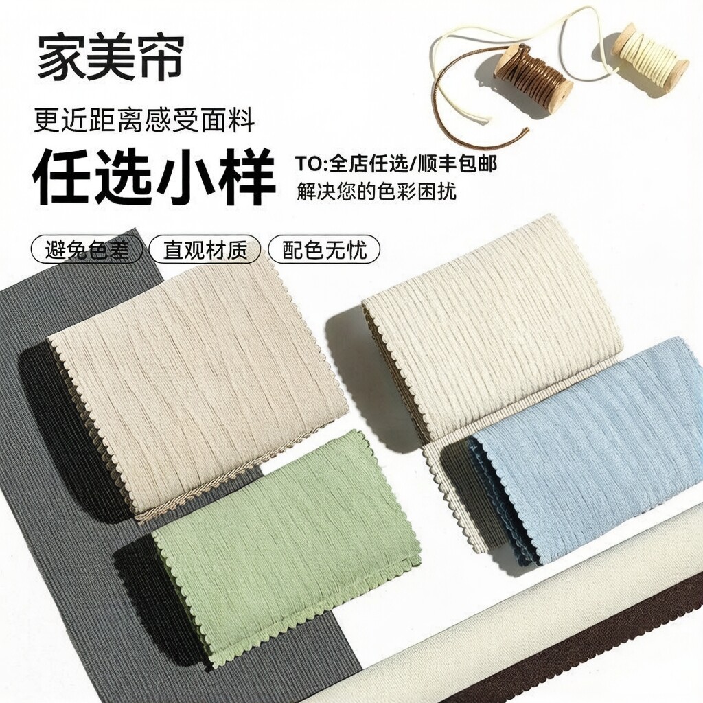 【家美帘】精品窗帘布料样品窗纱小样