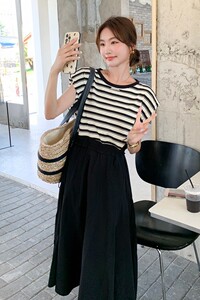 大量现货 2025夏季新款假两件横条拼接连衣裙2C098-8911P125K178图片
