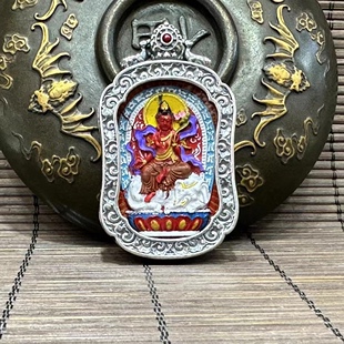 新款高档正品八大守护神本名可旋转真朱砂纯手工彩绘唐卡吊坠藏族