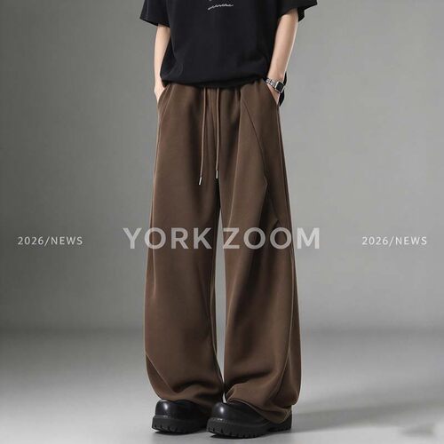 York Zoom秋季新品潮流卫裤男女微喇休闲裤cleanfit弯刀拉链裤