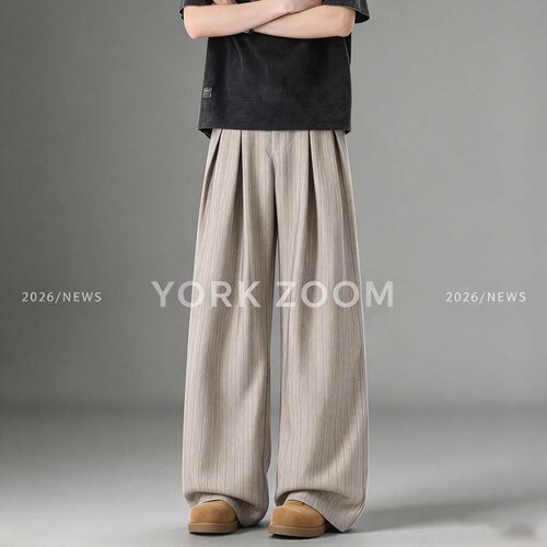 York Zoom秋季新品潮流灰卫裤男女微喇休闲裤cleanfit弯刀拉链裤