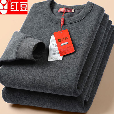 红豆正品男士加绒加厚保暖套装