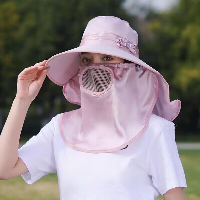 冰丝透气遮阳帽女防晒防紫外线春夏帽子女士洋气时髦遮全脸防晒帽