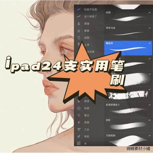 procreate24支全套超实用笔刷人物色彩材质纹理感起稿松鼠不|笔刷