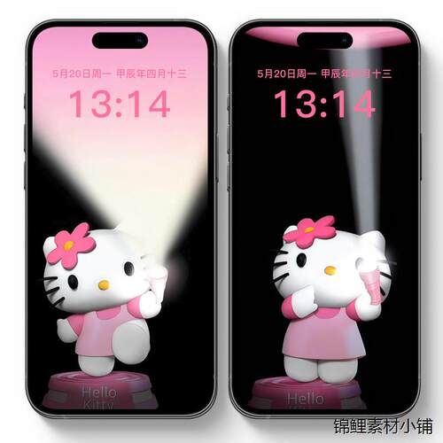 KT猫HelloKitty猫开灯手电筒动态壁纸苹果安卓手机高清锁屏图片