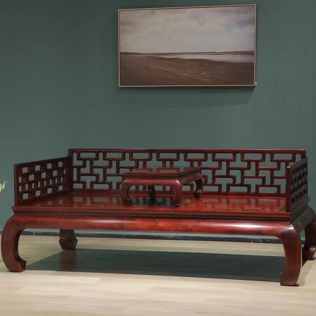 明式家具经典:马蹄足曲尺罗汉床/罗汉榻/长沙发/躺椅