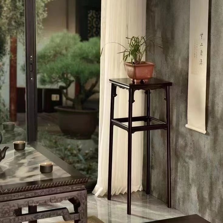 宋「听琴图」高足香几复刻/赞比亚血檀花几/花架/角几/盆景架