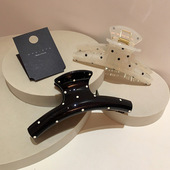 韩国甜美波点抓夹小众个性 百搭盘发发抓鲨鱼夹头饰 发夹高级感时尚