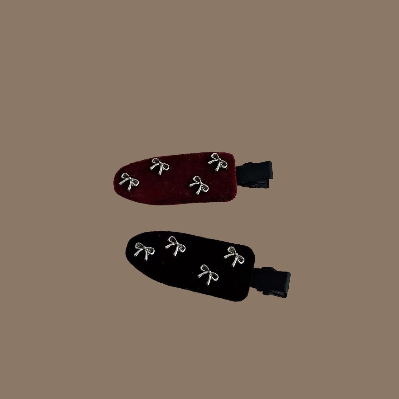 韩国秋款丝绒蝴蝶结发夹女新款头饰发饰简约刘海侧边夹博主鸭嘴夹