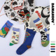 DAMAHOOV原创卡通插画甜心牛仔奶牛可爱少女搞怪复古棉袜子中筒袜