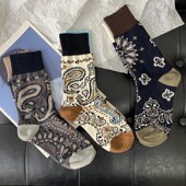 23秋冬浮雕提花个性 男女复古长袜 潮牌中筒袜AB款