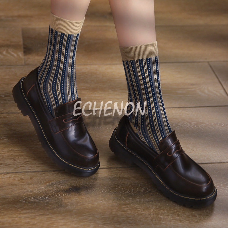 秋冬新款袜子女精梳棉无骨双路中筒袜街头复古个性潮牌运动袜