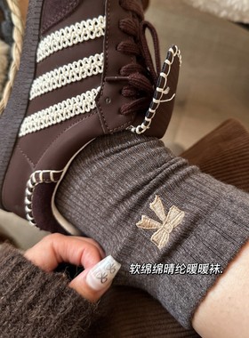 袜子女秋冬美拉德ins潮袜蝴蝶结中筒袜毛感晴纶软袜长堆堆袜女袜