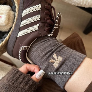 袜子女秋冬美拉德ins潮袜蝴蝶结中筒袜毛感晴纶软袜长堆堆袜女袜