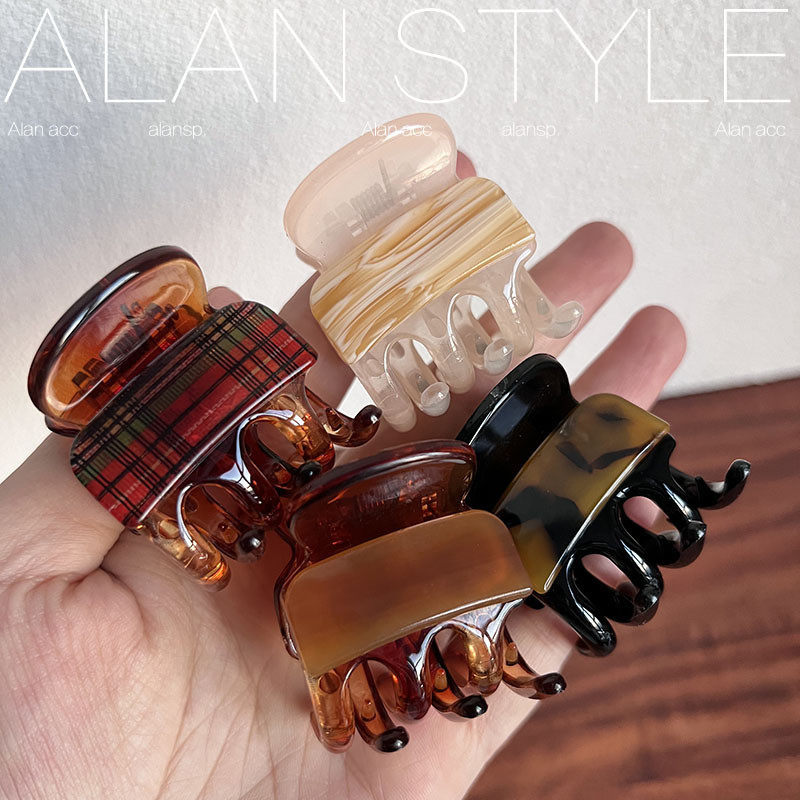 黑色小香风怪手夹韩版百搭醋酸扎马尾夹气质盘发夹抓夹发饰女