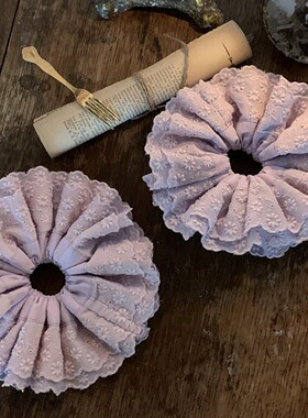 紫色蕾丝花边高级感大肠发圈女法式大发绳双层发饰气质头绳头饰