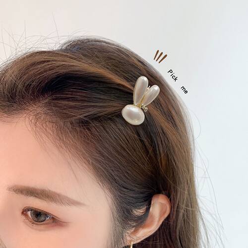 小兔子珍珠发夹女侧边夹子刘海夹