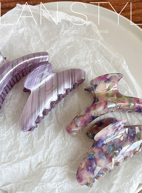 法式ins风紫色系纹理醋酸板材几何形抓夹盘发抓发夹发饰头饰少女