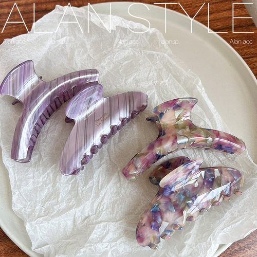 法式ins风紫色系纹理醋酸盘发抓