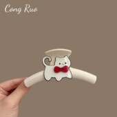 可爱萌趣小猫咪抓夹后脑勺一字发抓2025新款 盘发鲨鱼夹头饰发饰品