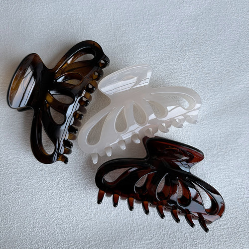 韩式咖啡色抓夹精致发夹女后脑勺