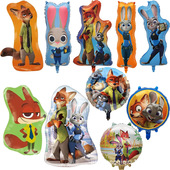 新款 疯狂动物城朱迪和尼克卡通造型铝膜气球儿童生日派对装 饰气球