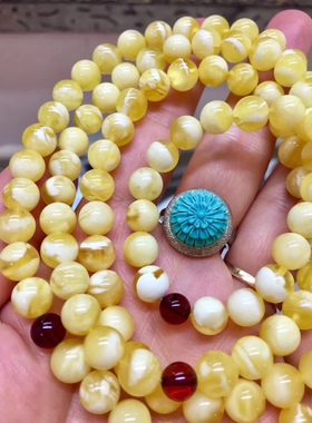 金绞白108  蜜蜡 项链手串 7.8mm 29.52克 仙气灵动美 俄料精品