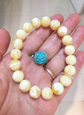 俄料蜜蜡花纹高贵风手串