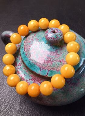 老蜜蜡 小年份蜜蜡手串 橘黄 氧化厚实 光泽温润暖人15.2克 11mm