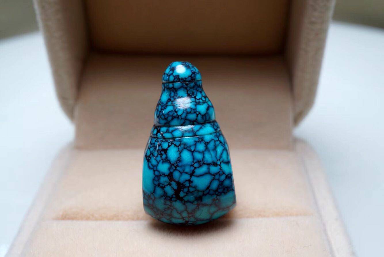 湖北原矿 云盖寺 乌兰花 绿松石 佛头 配饰 器型标志 5.66克