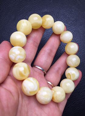 精品超低价！天然 白花手串 15mm 30克  白度花纹好 地大证书