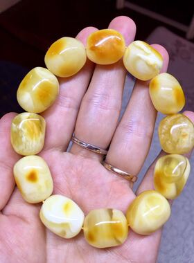 俄料蜜蜡可佩戴随形手串