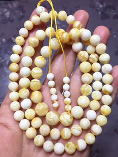 特色 红皮花 白蜡 蜜蜡项链 塔链 6-10mm 瓷白蜡虎皮纹 23.58克