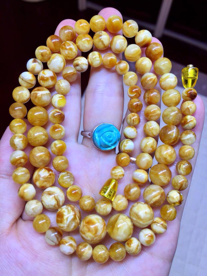特色孤品 红皮 老花蜡 老蜜蜡 虎皮纹 妖花塔链 项链 26.66克