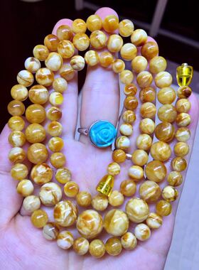 特色孤品 红皮 老花蜡 老蜜蜡 虎皮纹 妖花塔链 项链 26.66克