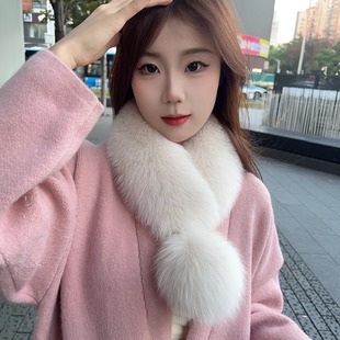 新款狐狸毛围脖真毛女冬季韩版大毛球双面毛围巾磁吸扣皮草毛领子