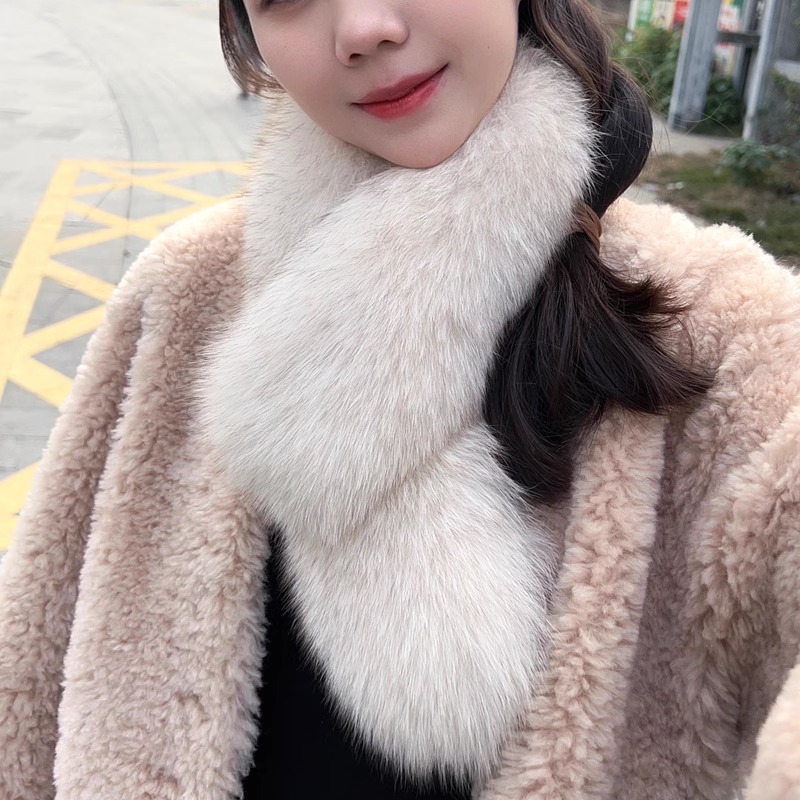 韩版双面毛皮草狐狸毛围巾围脖女冬季保暖獭兔毛内衬皮草围巾毛领