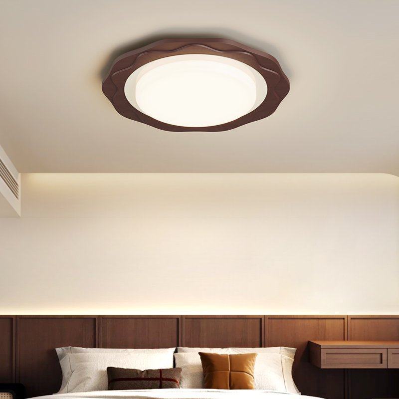 中古风客厅主灯胡桃木纹吸顶灯日式复古房间卧室圆形实木装饰底座,家装灯饰光源,客厅吸顶灯,淘宝优惠券,粉丝福利购,淘宝优惠卷