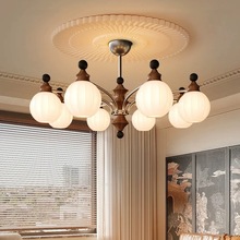法式中古实木客厅灯美式复古风卧室吊灯高级感设计师款中山灯具