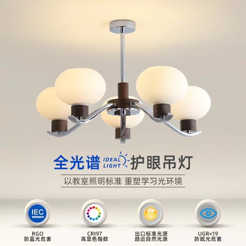 客厅灯中古包豪斯创意黑胡桃木吊