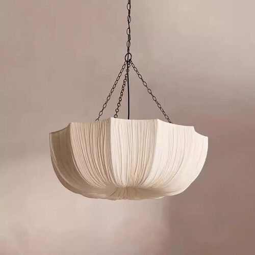 侘寂风布艺灯具法式中古吊灯美式