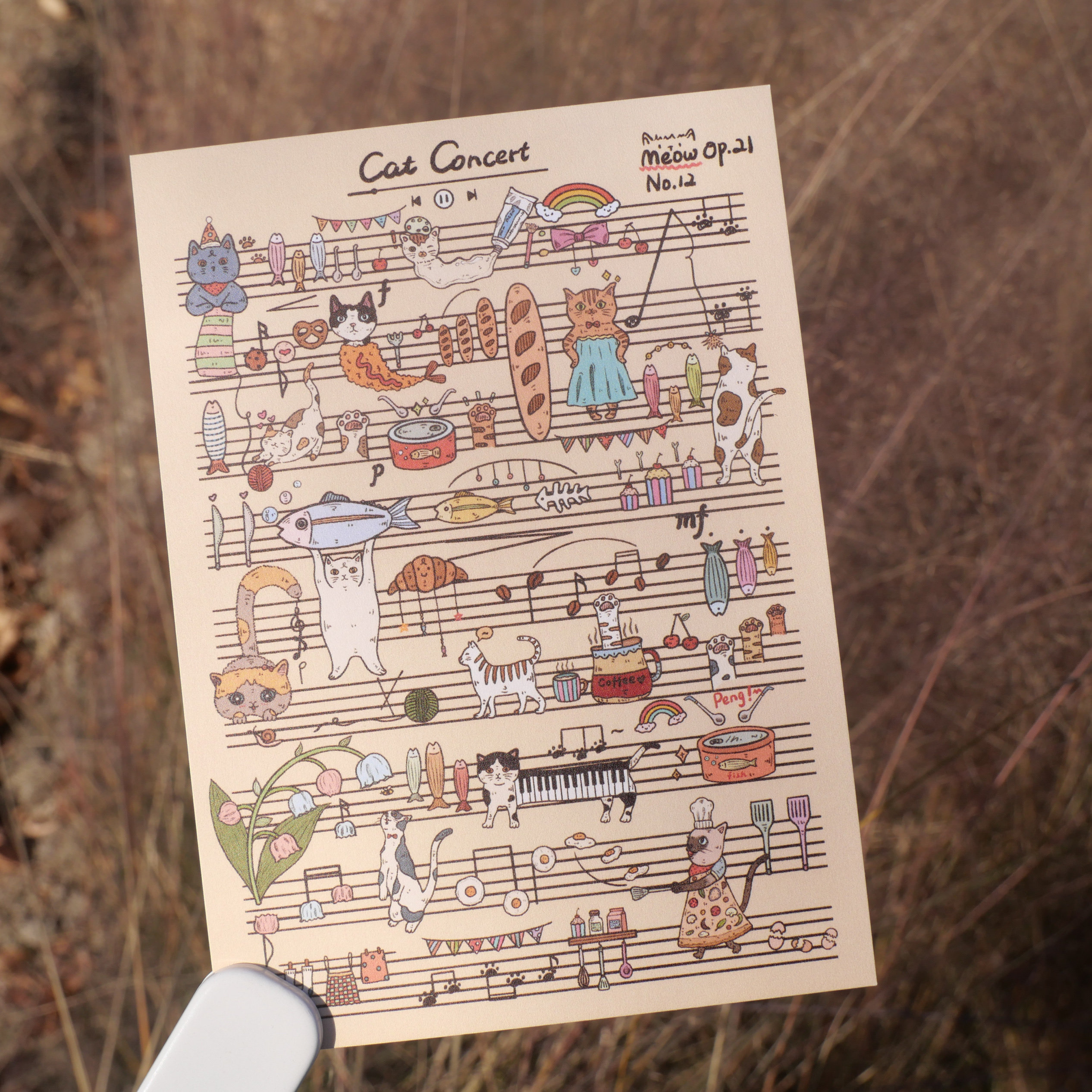 White Time 原创 插画明信片 居住在五线谱里的猫咪们 单张售
