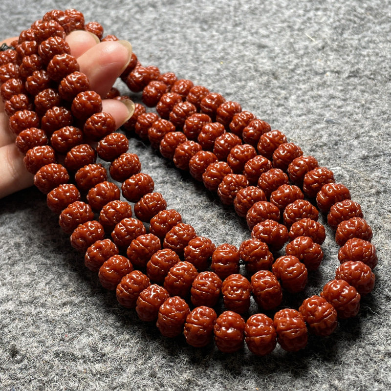 〈机刷做旧〉老树航母盘龙纹文玩小金刚108颗一二代藏式盘龙佛珠